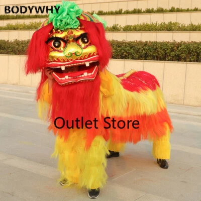 Hand Wool Lion Dance Outfit Chinese Costume Adult Double Lion Dance Outfit Foto 1 de 4