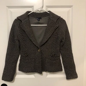 Gap Kids Knit Sweater Blazer M 8 Chevron MetallicGray Brown - Picture 1 of 9
