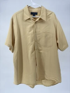 Andrew Fezza Button-Up Shirt Men's Size 2XL Yellow Short Sleeve Collared - Picture 1 of 7