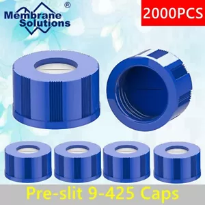 2000-Faden Schraubkappe blau PTFE & weiß Silikon vorgeschlitzt Septa passt 9-425 2ml Durchstechflasche - Bild 1 von 15