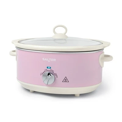 Salter Retro 6.5L Slow Cooker 3 Heat Settings/Keep Warm for Family Cooking Pink - Image 1 of 4