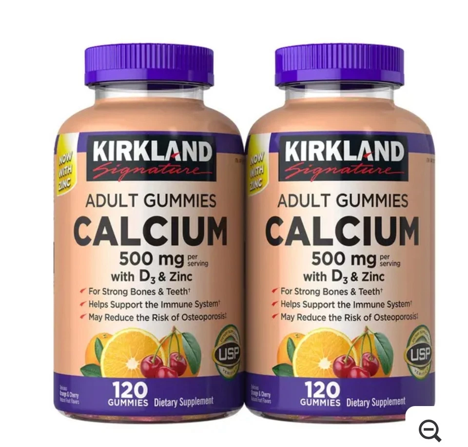 Kirkland Signature Calcio 500 mg con D3 y Zinc, 240 Gomitas Adultas Foto 1 de 1