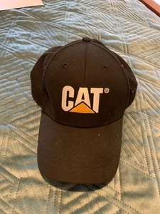 CAT caterpillar black gold sandwich peak cap hat adjustable back embroidered - Picture 1 of 6