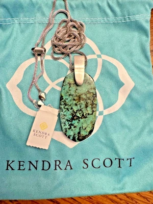 Collar Kendra Scott ágata verde azulado tono plata Foto 1 de 2
