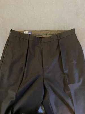 Pantalones de vestir Polo Ralph Lauren vintage negros de lana plisados con puños 38x32 Foto 1 de 4