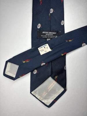 "Corbata vintage Brooks Brothers nueva con etiquetas (nueva) azul muerto 56"" tejida en Inglaterra" Foto 1 de 4