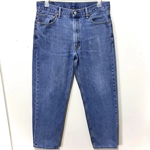 Levis 550 Jeans Men's 36x31 Relaxed Fit Tapered Leg Whiskered Faded Blue Denim - Picture 1 of 16