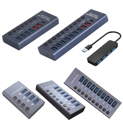 PD USB 3.0 hub with Charging Function 72W Power Adapter Individual swiches - Image 1 of 4