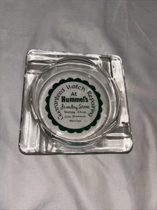 Vintage Square Glass Ashtray, Hummel’s Jewelry Store & Watch Repair 4.25” - Picture 1 of 3