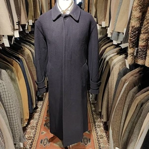 Abrigo Abrigo Abrigo Abrigo Guisante Lana V De Colección Para Hombres 36R - 38R MED Azul Marino Capa Larga - Imagen 1 de 17