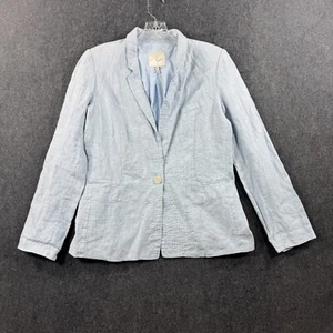 Joie Blazer Women's 6 Baby Blue 100% Linen One Button Pockets - Picture 1 of 8