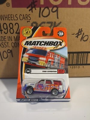 Matchbox #28 Ford Expedition Fire Patrol Silver 50 Years 2002 New On Card - Image 1 of 4