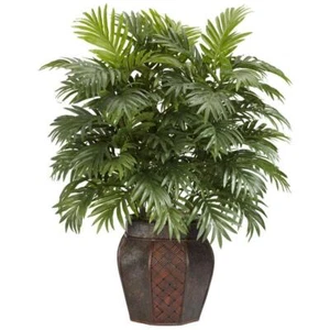38 In. Artificial H Green Areca Palm with Vase Silk Plant Room Decor No Watering - Picture 1 of 4