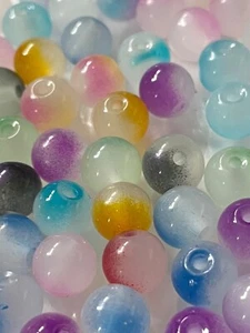 Pack of 25 Multicoloured Opaque Glass Beads 8mm - Picture 1 of 3