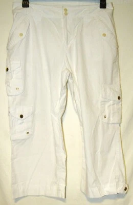 Pantalones capris cargo Ralph Lauren de algodón a rayas con patas ajustables - Talla: 10 Foto 1 de 4