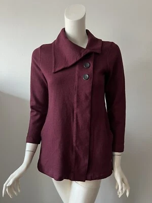 Suéter Cárdigan Ibex Rojo Granate Mezcla Lana Merino Cuello Plegable Reese XS/S Foto 1 de 4