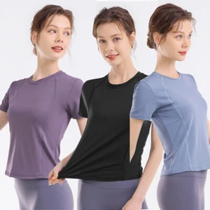 Women's Athletic Short Sleeve Running T-Shirts Lightweight Dry Fit Yoga Gym Tops - Picture 1 of 22
