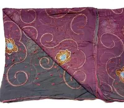 Vintage Dupatta Chiffon Georgette Floral Embroidered Long Stole Wrap scarf Hijab - Image 1 of 4