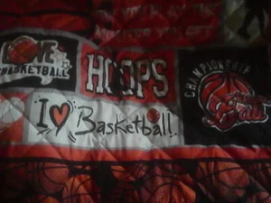 QUILTED BASKETBALL BABY TODDLER BLANKET WALL HANGING 37"X43" - Picture 1 of 4
