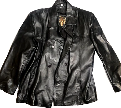 Abrigo chaqueta de cuero Pierce Arrow vintage años 80 negro para hombre mediano Foto 1 de 4