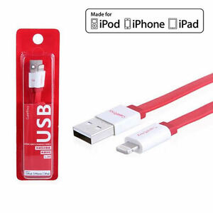 Cupid MFi Red Flat USB Cable Data Charging Charger for iPhone iPad iPod-1M