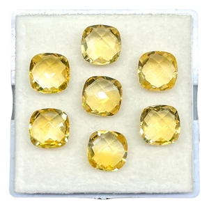 VVS 7 pezzi citrino naturale 10 mm cuscino a scacchi/taglio briolette pietre preziose sfuse lotto - Foto 1 di 21