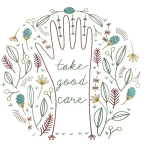 CozyBlue Modern Embroidery Kit TAKE GOOD CARE Color Print Pattern and Floss - Picture 1 of 7