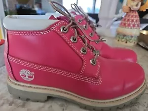TIMBERLAND Women SIZE 6.5 NELLIE WATERPROOF CHUKKA BOOTS Dark Pink NUBUCK - Picture 1 of 15