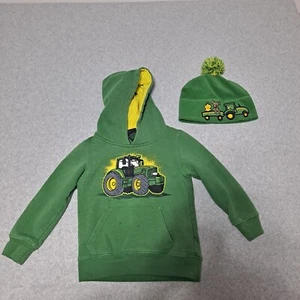 John Deere Hoodie Boys 4T Hat Green Sweater Farm Tractor Dog Duck Outdoors READ - Picture 1 of 16