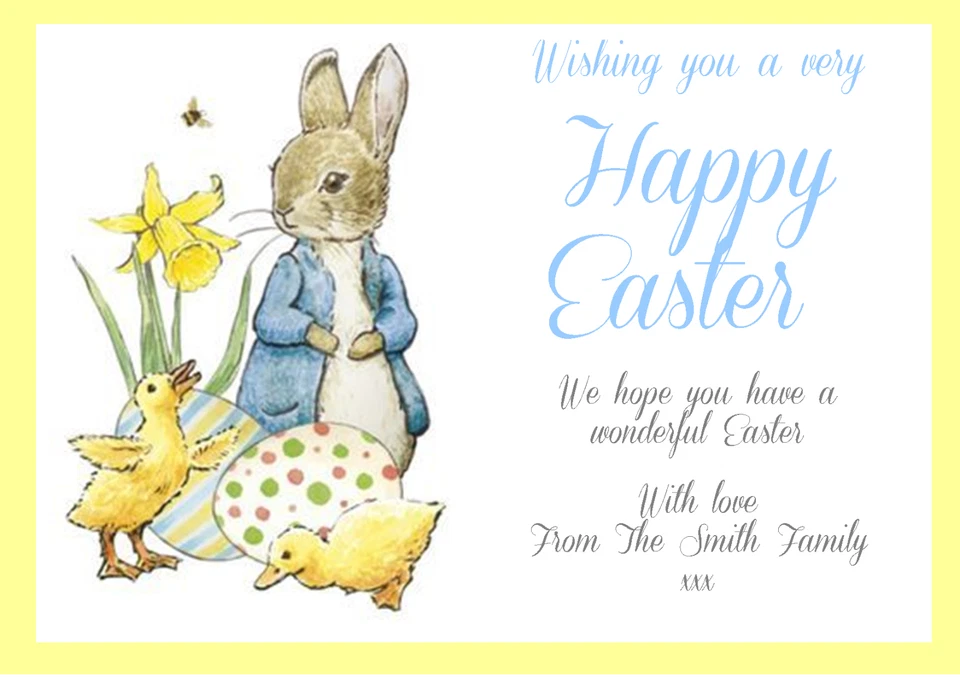 Beatrix Potter, Peter Rabbit Easter Wishes Postcards Personalised - Image 1 of 1