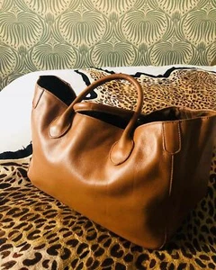 Large Classic Genuine Leather Tote Bag, Minimalist Leather Designer Bag, Lady Fa - Picture 1 of 3