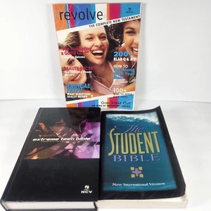 Lot Of 3 Student Bibles Book Extreme Teen Bible Revolve Complete New Testament - Picture 1 of 22