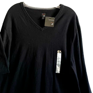 Lujoso Suéter Clásico Cuello en V XL Negro Mezcla de Algodón J. Ferrar Nuevo con Etiquetas - Imagen 1 de 7