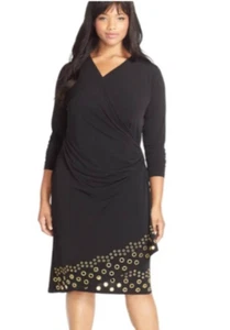 size small Grommet Detail Faux Wrap Dress by Ashro new - Picture 1 of 5