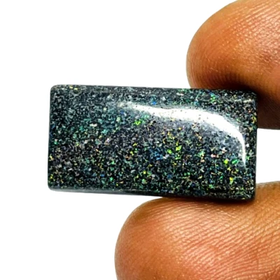 11.36 CTS multi color flashing black natural Andamoka Opal cushion cabochon - Image 1 of 4