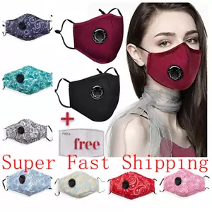 100% Cotton Face Mask with Valve Cover Reusable Washable Paisley + PM 2.5 Filter - Picture 1 of 18