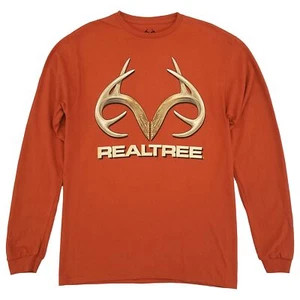 Realtree Mens Sedona Orange Long Sleeve Antler Graphic Hunting T-Shirt - Picture 1 of 1
