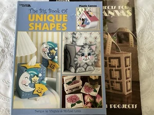 Leisure Arts Projects for Plastic Canvas Lot of 2 Leaflet 138 and Unique Shapes - Picture 1 of 20