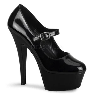 Pleaser Women's Kiss-280 Black Pole Dance Mary Jane Stiletto Platform High Heels - Picture 1 of 5