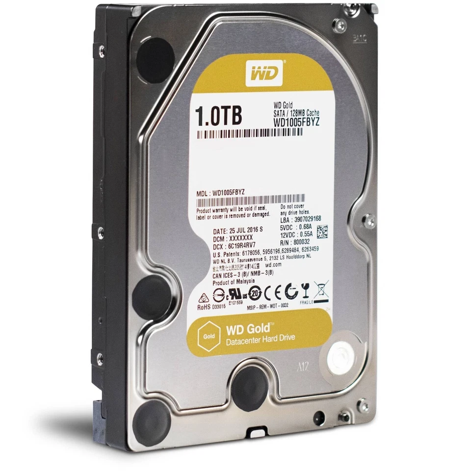 WD Gold 1TB, SATA 6Gb/s, 3,5 Zoll Interne Festplatte (WD1005FBYZ)