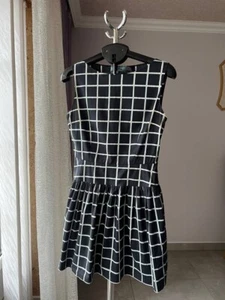 PRADA MILANO BLACK WHITE SLEEVELESS DRESS ZIPPER SHIRT COTTON BLOUSE WOMENS S-M - Picture 1 of 20
