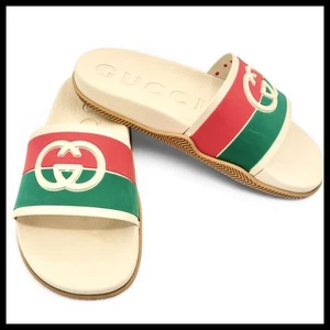 Sandalias Gucci Goma Entrelazadas G Web Slide Mystic Blanco Rojo Verde Mujer 9 39 - Imagen 1 de 12