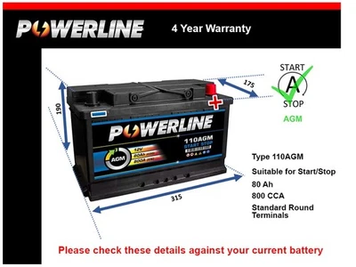 AGM Car Battery fits MERCEDES E220D A180 E220 A180D GLA200 Stop Start - Image 1 of 4