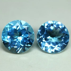 8.61 Cts_Loose Great Gemstone_100 % Natural Blue Topaz_10 MM-Round Pair - Foto 1 di 3