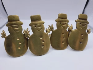 Urlaub Schneemann Serviettenringe 4er Set Weihnachten Abendessen Messing - Bild 1 von 8