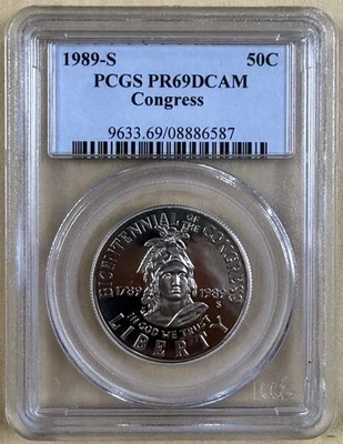 1989-S 50c Bicentennial of  Congress PCGS PR69DCAM - Image 1 of 2