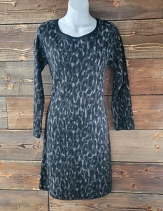 Chiaramente Sweater Dress Black Gray Leopard Print Wool Blend Women's Sz S Italy - Picture 1 of 16