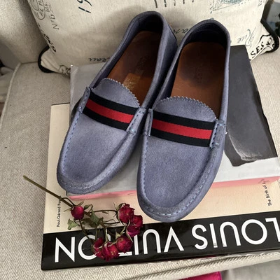 Mocasín 100% Auténtico Gucci Mujer Web Accent Azul Talla 39 9 💗💗 Foto 1 de 4