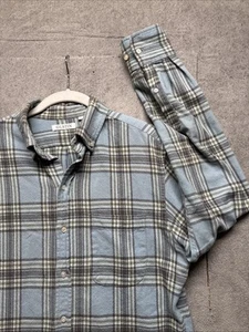 Gustin Men’s Flannel Work Shirt Large Blue Green White Plaid Button Down - Picture 1 of 8