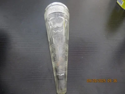 Antique 1920's Funeral Vase Clear Glass w/Etched Flowers & Etched Band - Image 1 of 3